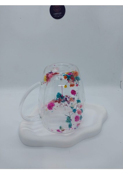 Isıya Dayanıklı Çift Cidarlı Kurutulmuş Canlı Çiçekli Kupa fırsatları