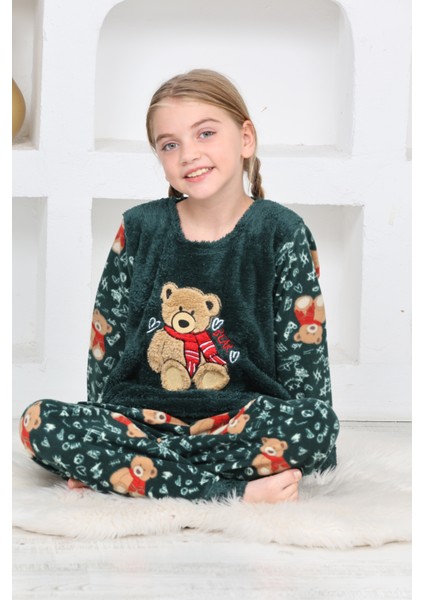 Kız Çocuk Welsoft Kumaş-Göz Bantlı Ayıcık Baskılı Pijama Takımı 12293 fiyatları
