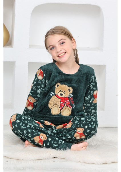 Kız Çocuk Welsoft Kumaş-Göz Bantlı Ayıcık Baskılı Pijama Takımı 12293 fırsatları