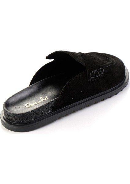 Siyah Hakiki Deri Kadın Terlik K04606021702 modelleri