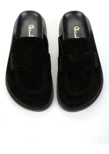 Siyah Hakiki Deri Kadın Terlik K04606021702 fırsatları