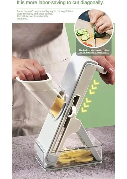 Profesyonel Basmalı Rende Doğrayıcı – 3 Bıçaklı Paslanmaz Çelik Kesme, Mandolin Doğrama indirimleri