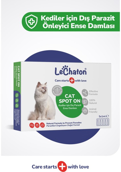 Kediler için Dış Parazit Pire Bit Kene Deri Bakımı Için Bitkisel Ense Deri Damla 5x1 ml