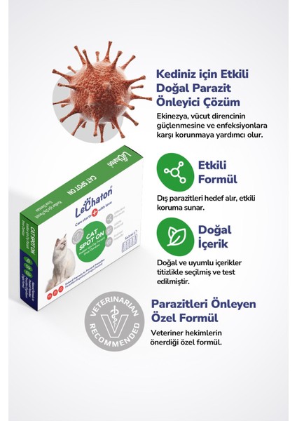 Kediler için Dış Parazit Pire Bit Kene Deri Bakımı Için Bitkisel Ense Deri Damla 5x1 ml fiyatları