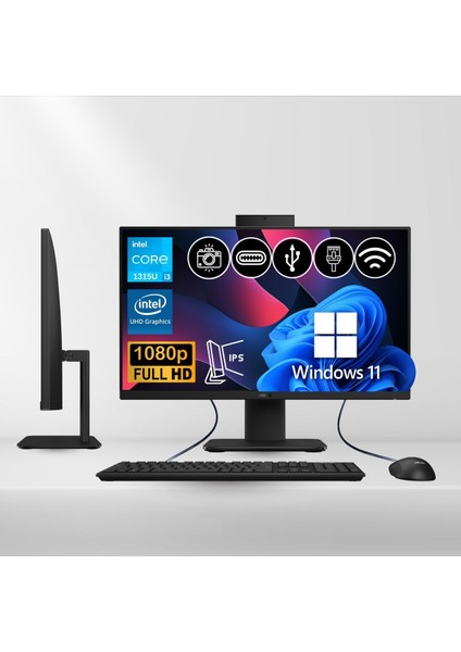 V440VAK-I38256B0D ATL23 I3-1315U 8gb Ddr5 512GB Nvme SSD 23.8" IPS Fhd W11PRO Siyah All In One Bilgisayar