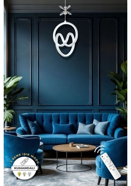 Lisa White Chrome Kumandalı 3 Renk Modern Sarkıt LED Avize fiyatları