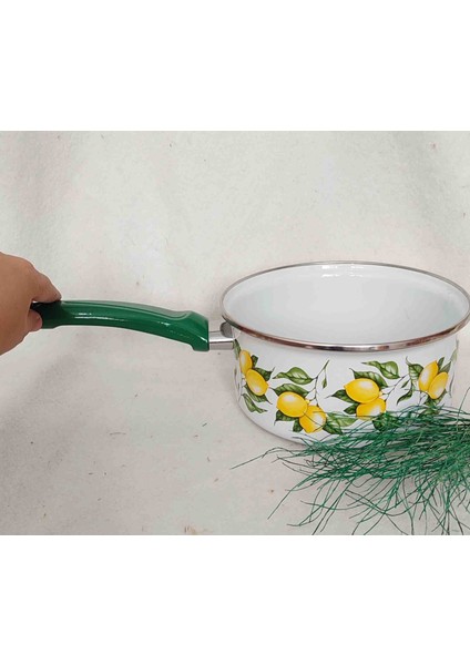 Limon Emaye Tava Sosluk 2 Litre 19 cm Çap Kaserol Yeşil Kulp modelleri