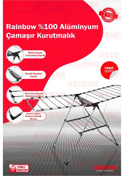 Gri Rainbow Serisi Alüminyum Çamaşır Kurutmalık, Dayanıklı ve Hafif Tasarım