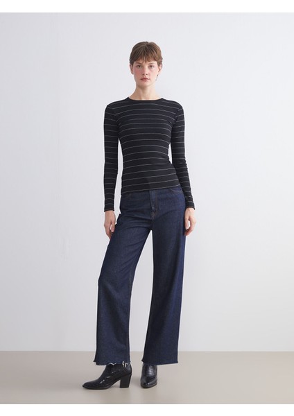 Yeni Sezon Bisiklet Yaka Çizgili Kadın Tişört modelleri