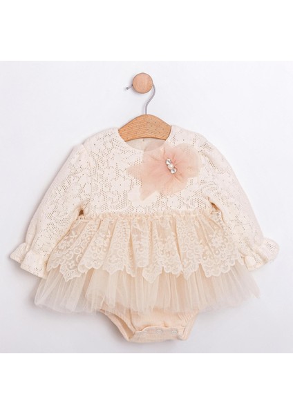 Lovely Dantelli Arkası Fiyonklu Kız Bebek Romper