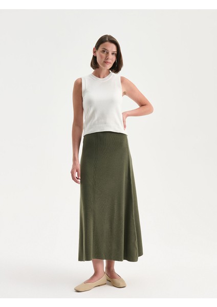 Yeni Sezon Beli Lastikli Kadın Triko Etek