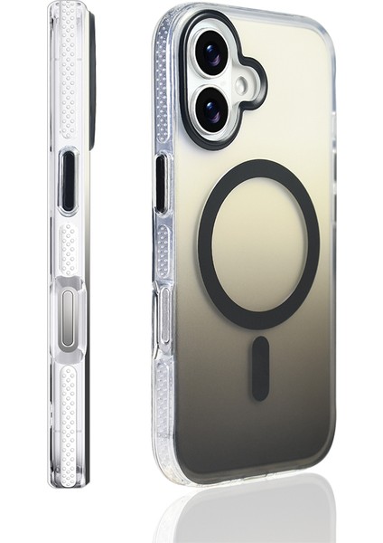 Apple iPhone 17 Kılıf M-Safe Şarj Özellikli Transparan Renk Geçişli Zore Toros Kapak Siyah fiyatları