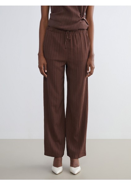 Yeni Sezon Beli Lastikli Keten Karışımlı Kadın Pantolon modelleri