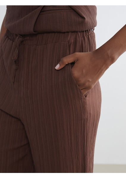 Yeni Sezon Beli Lastikli Keten Karışımlı Kadın Pantolon fırsatları