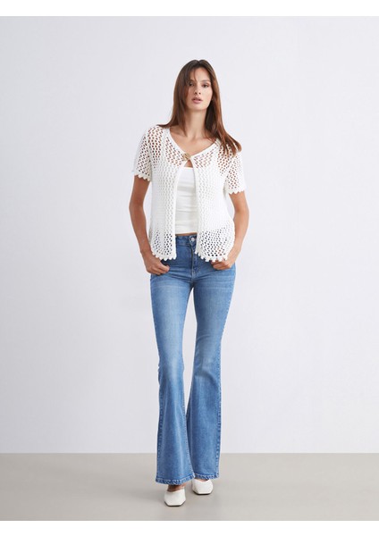 Yeni Sezon Bisiklet Yaka Ajurlu Kadın Triko Hırka fiyatları