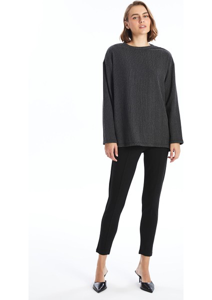 Yeni Sezon Bisiklet Yaka Düz Uzun Kollu Oversize Kadın Bluz fiyatları