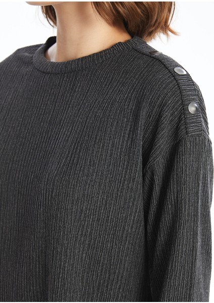 Yeni Sezon Bisiklet Yaka Düz Uzun Kollu Oversize Kadın Bluz modelleri