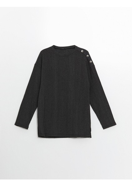 Yeni Sezon Bisiklet Yaka Düz Uzun Kollu Oversize Kadın Bluz indirimleri