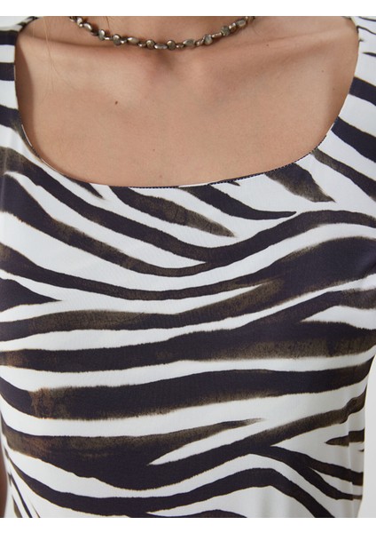 Yeni Sezon U Yaka Zebra Desenli Kadın Body modelleri