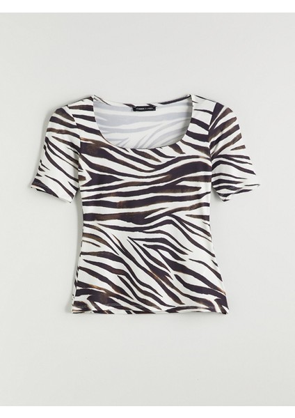 Yeni Sezon U Yaka Zebra Desenli Kadın Body indirimleri