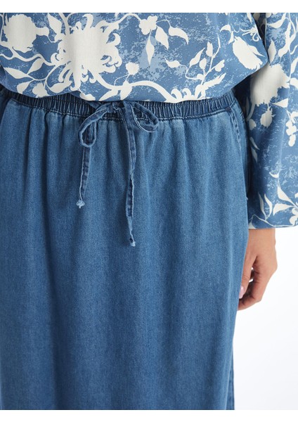 Yeni Sezon Beli Lastikli Kadın Jean Etek modelleri