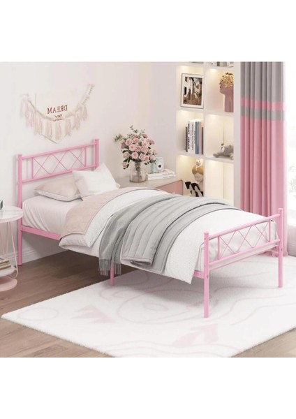 Hft Home Metal Karyola, Çınar Metal Karyola , Pembe Renk, Ölçü Seçenekli fiyatları