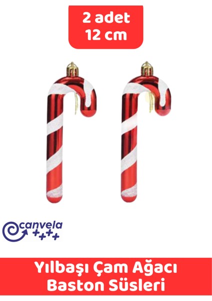 2 Adet Yılbaşı Çam Ağacı Baston Süsleri