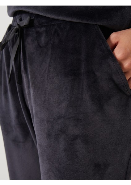 Yeni Sezon Beli Lastikli Kadife Kadın Jogger Pijama Altı modelleri