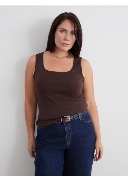 Yeni Sezon Büyük Beden U Yaka Kadın Atlet