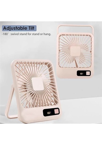 Küçük Masa Vantilatörü, Taşınabilir USB Şarj Edilebilir Fan, 2000 Mah Pil ve LCD Ekranlı fırsatları