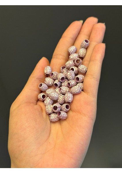 Lila Desenli Delikli 37 Adet Takı Boncuğu Set 1 cm modelleri