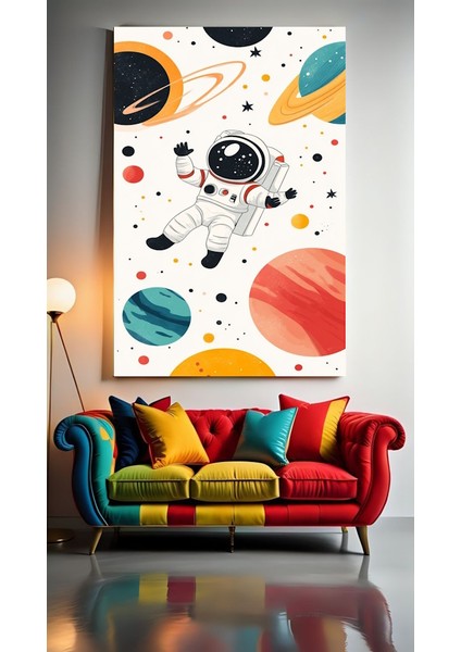 Çocuk Odası Kreş Uçan Astronot Ev Duvar Salon Güzellik Salonu Ofis Dükkan Dekarasyon Kanvas Tablo