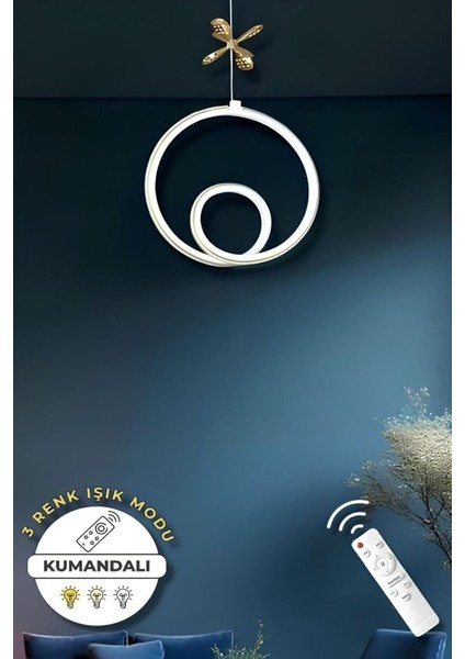 Linda White Gold Kumandalı 3 Renk Modern Sarkıt LED Avize