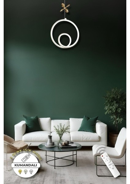 Linda White Gold Kumandalı 3 Renk Modern Sarkıt LED Avize modelleri