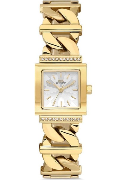RMS.1.AG2055.04 Taşlı Tasarım Kare Kadranlı Kristal Camlı Çelik Kordon Çelik Kasa 5 Atm Suya Dayanıklı Altın Renk Kadın Kol Saati