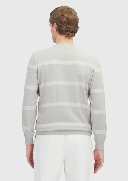 Bej Bisiklet Yaka Çizgili Yün Karışımlı Triko Kazak indirimleri