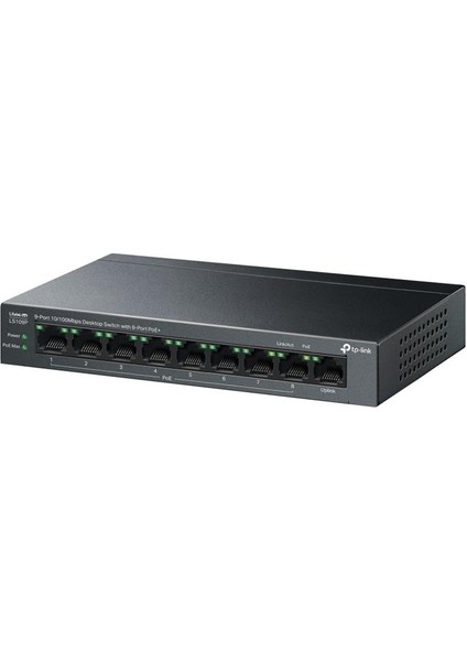 Tp-Lınk LS109P 8 Port 10/100 +1 Port RJ45 Uplınk 63W 250 Metre Poe Mesafe Metal Kasa Swıtch modelleri