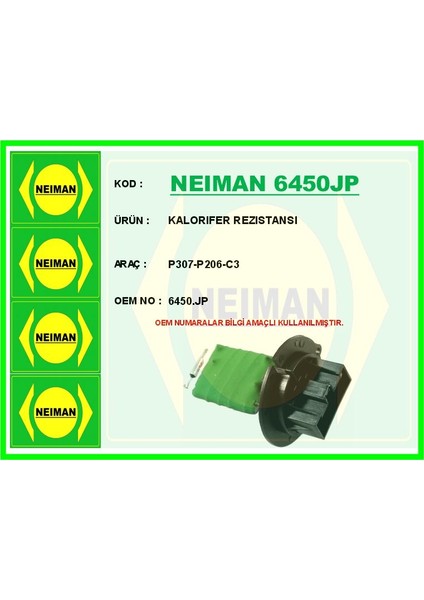 Kalorıfer Rezıstansı P307-P206-C3