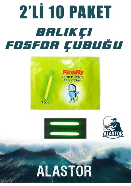 Balıkçı Olta Fosfor 10 Paket Çiftli Light Stick 4.5X39 mm 10 Paket Olta Fosforu Fosforlu Çubuk