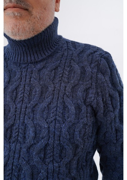 Büyük Beden Erkek Lacivert Balıkçı Saç Örgülü Yün Kazak TRIST-2119 indirimleri