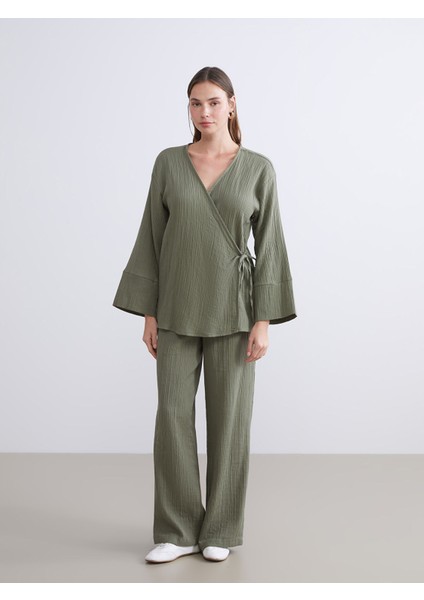 Yeni Sezon Kruvaze Yaka Dokulu Kadın Kimono fiyatları