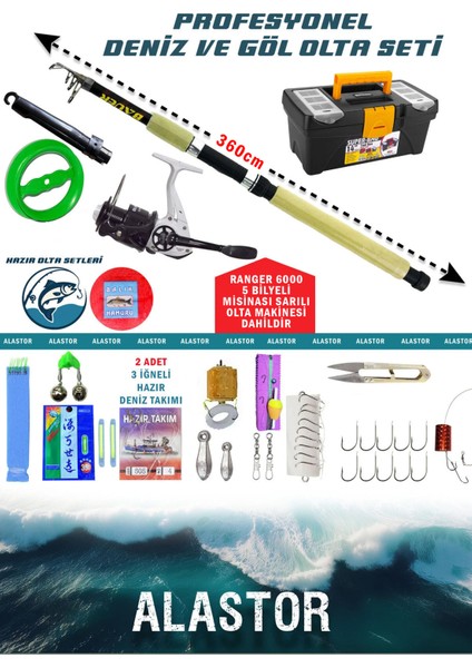 Harika Profesyonel Deniz ve Göl Olta Takımı 360CM 100-300GR Atarlı Kamış Olta Seti Sazan Seti