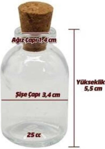 25 cc Şişe Mantar Tıpalı 100 Adet fiyatları