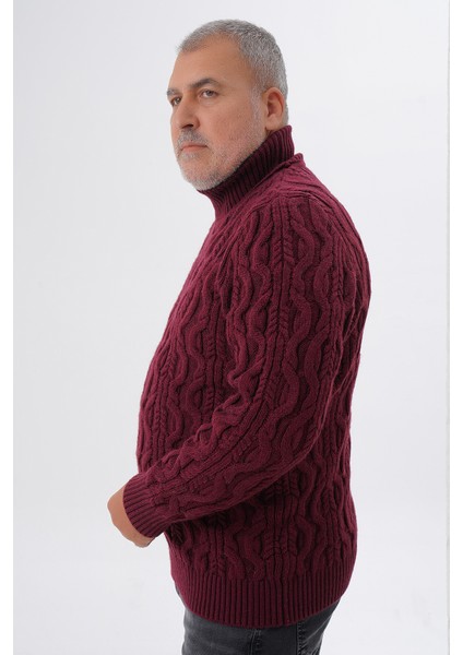 Büyük Beden Erkek Bordo Balıkçı Saç Örgülü Yün Kazak TRIST-2119 fırsatları