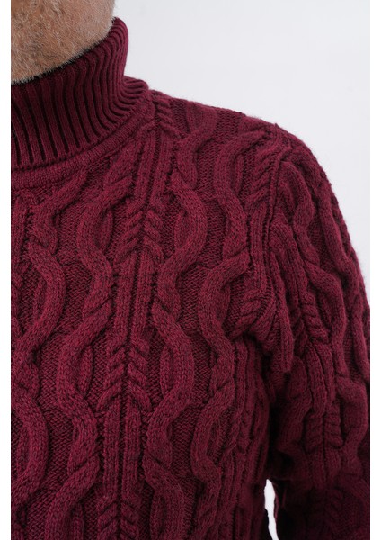 Büyük Beden Erkek Bordo Balıkçı Saç Örgülü Yün Kazak TRIST-2119 indirimleri