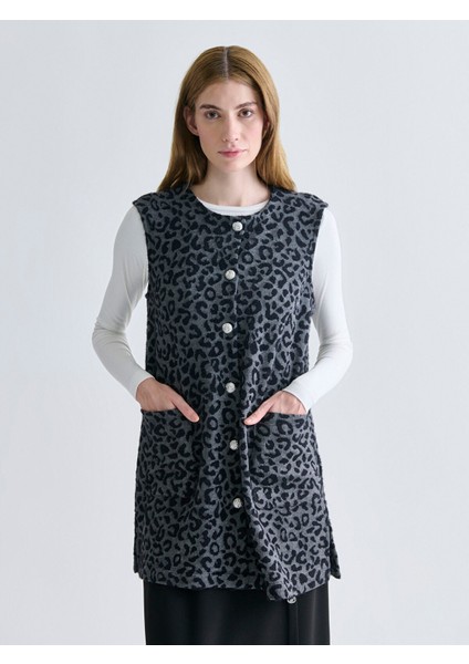Yeni Sezon Bisiklet Yaka Desenli Kadın Yelek