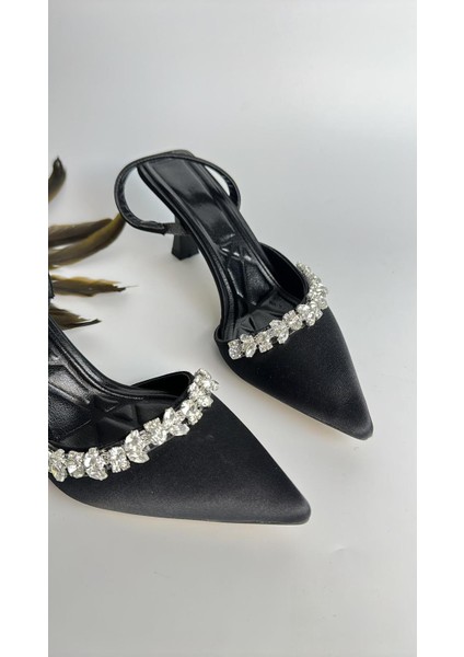 Saten Taşlı 6 cm Topuklu Ayakkabı 0560 modelleri