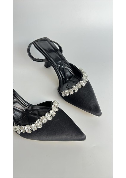 Saten Taşlı 6 cm Topuklu Ayakkabı 0560 indirimleri