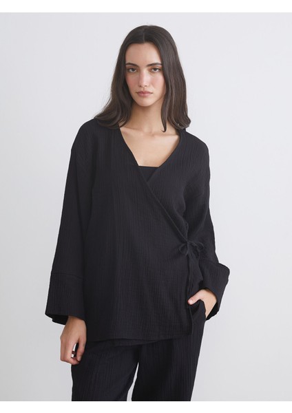 Yeni Sezon Kruvaze Yaka Dokulu Kadın Kimono fiyatları