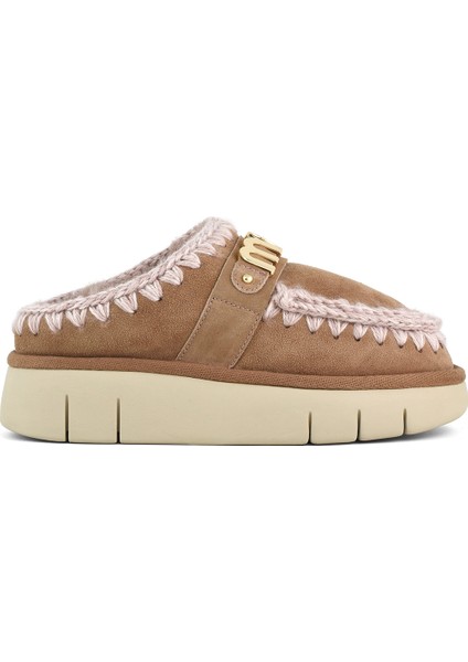 Kadın Terlik/ Panduf ( Ev ) MU.FW531001A Pkbro Mou Bounce Clog Metal Logo Beige Suede